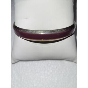 Brown Enamel Brass Bangle Bracelet Vtg Park Lane 2 1/2" Opening Retro 70s 80s